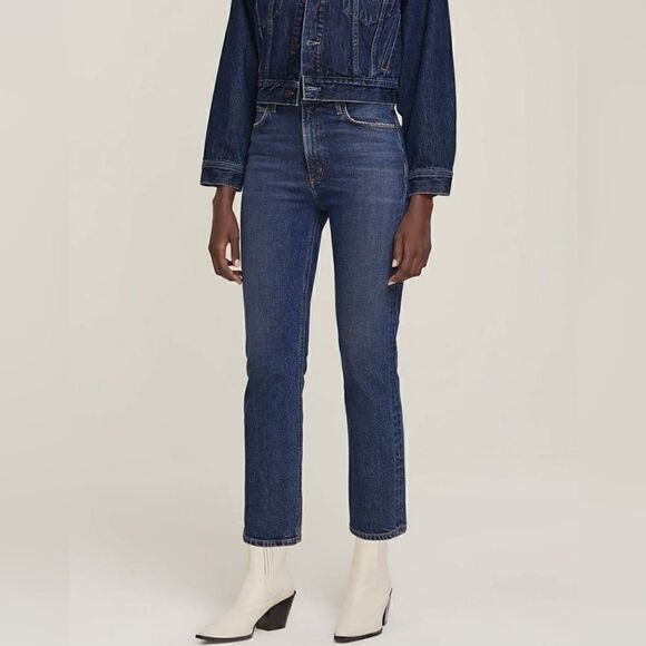 Agolde Wilder Mid-Rise Straight Leg Denim Jeans In Hype Size 32 NWT - Picture 6 of 14